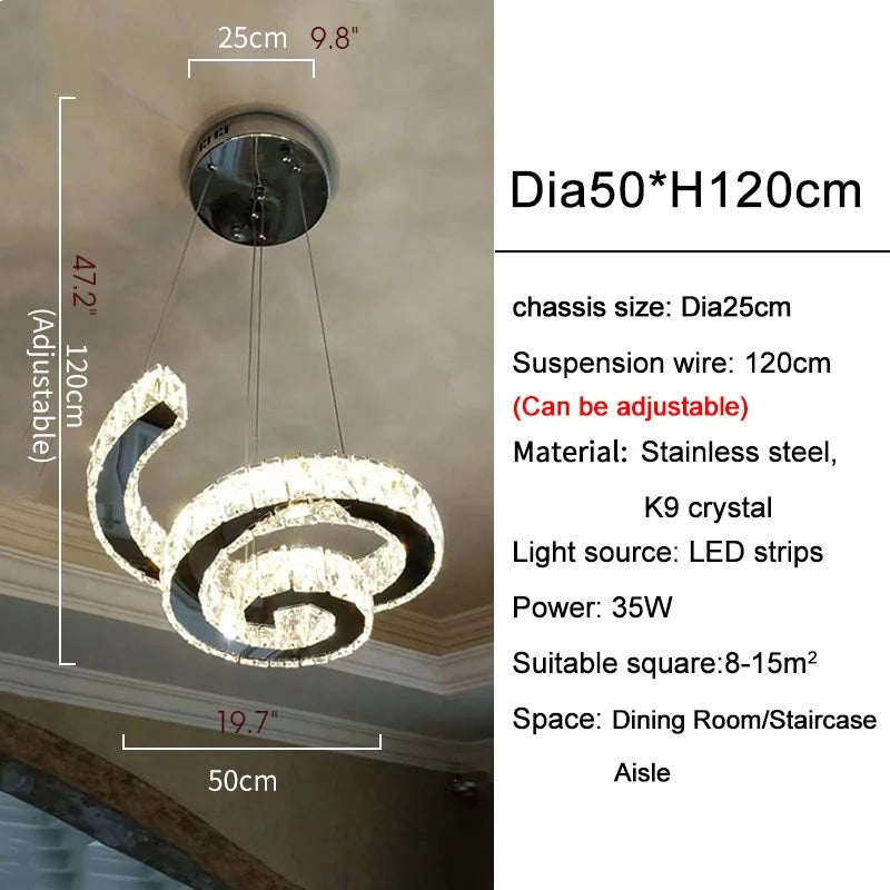Wulf Long Spiral Hanging Crystal Golden Chandelier - Chandeliers | Lucera Lighting
