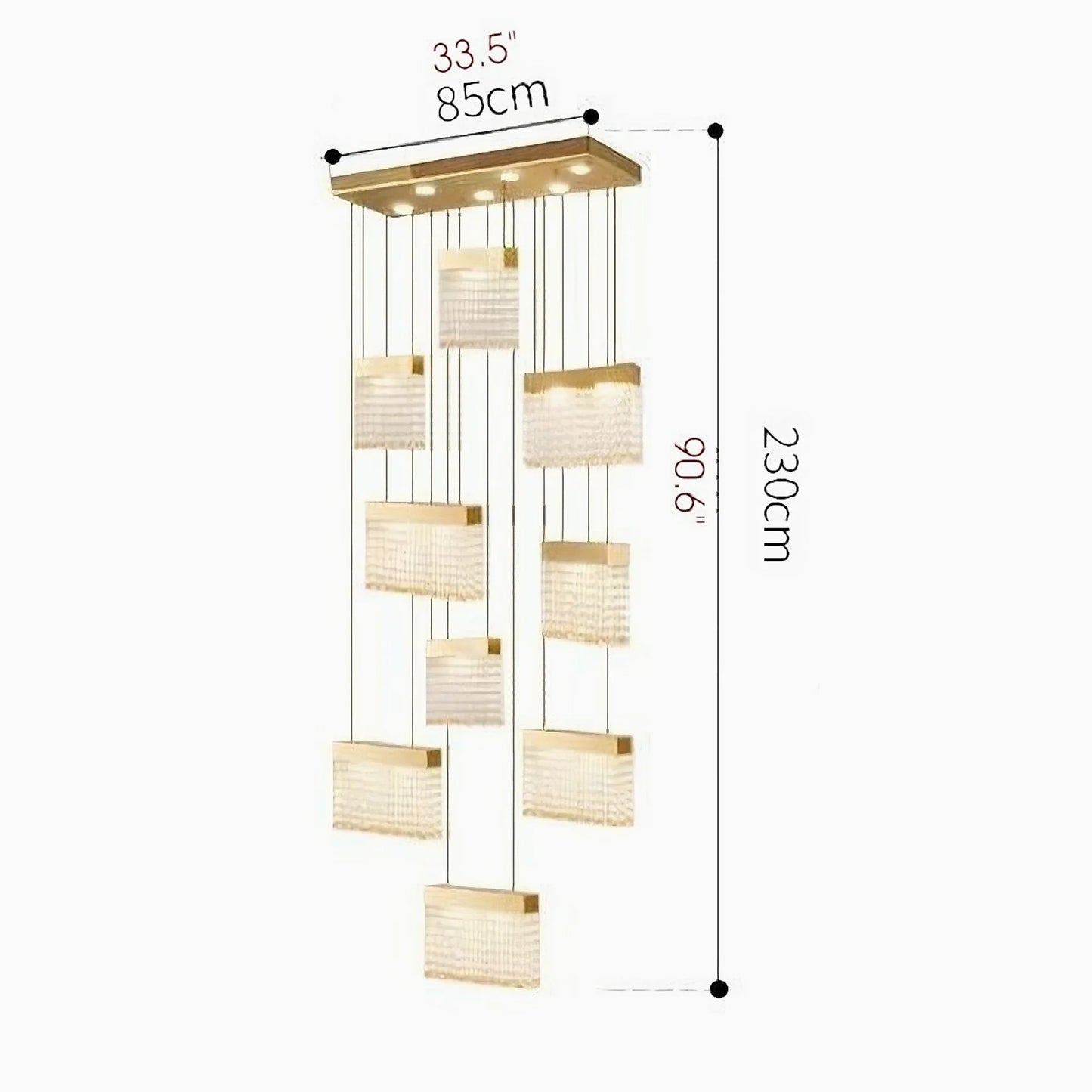Keld Crystal Blocks LED Ceiling Chandelier - Chandeliers | Lucera Lighting