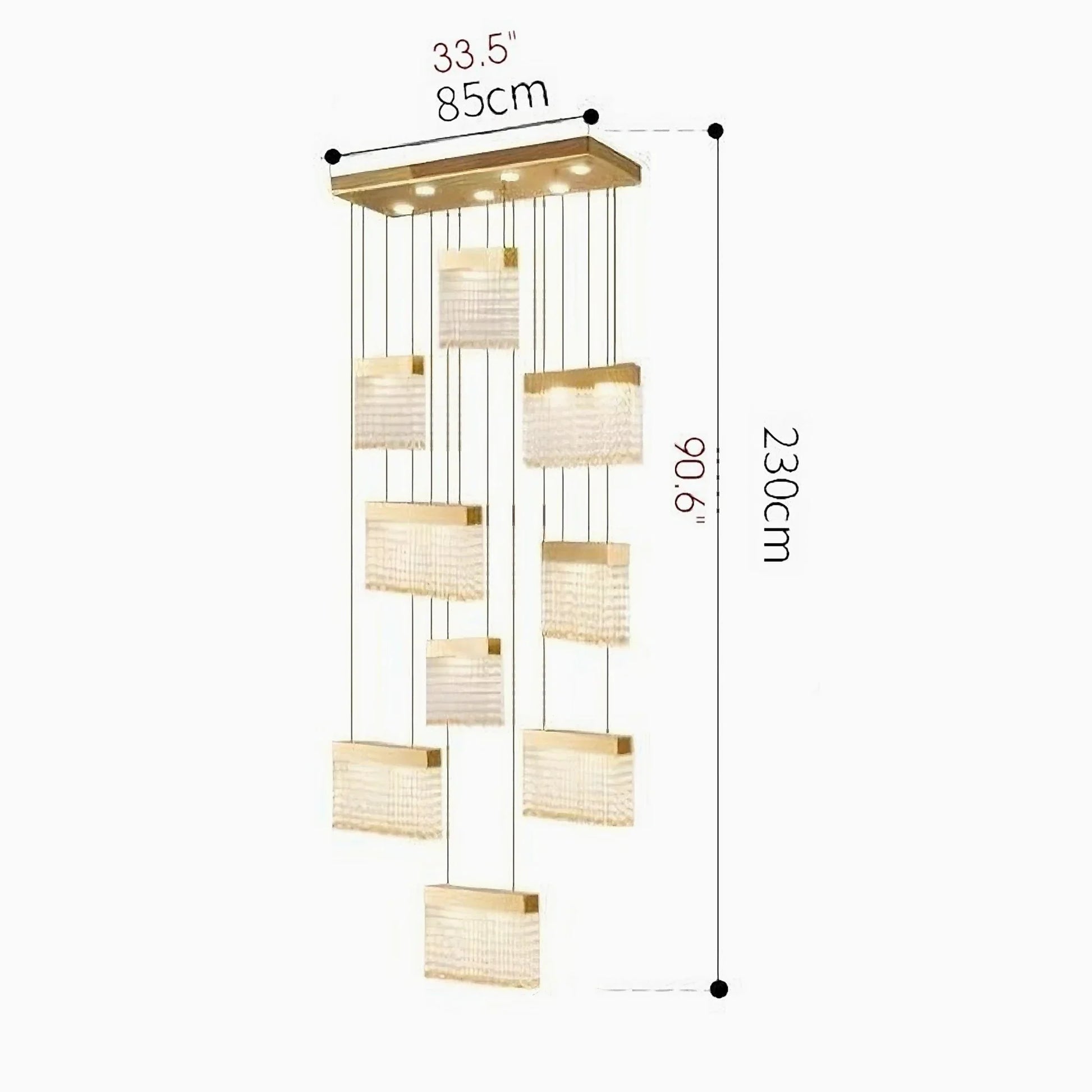 Keld Crystal Blocks LED Ceiling Chandelier - Chandeliers | Lucera Lighting