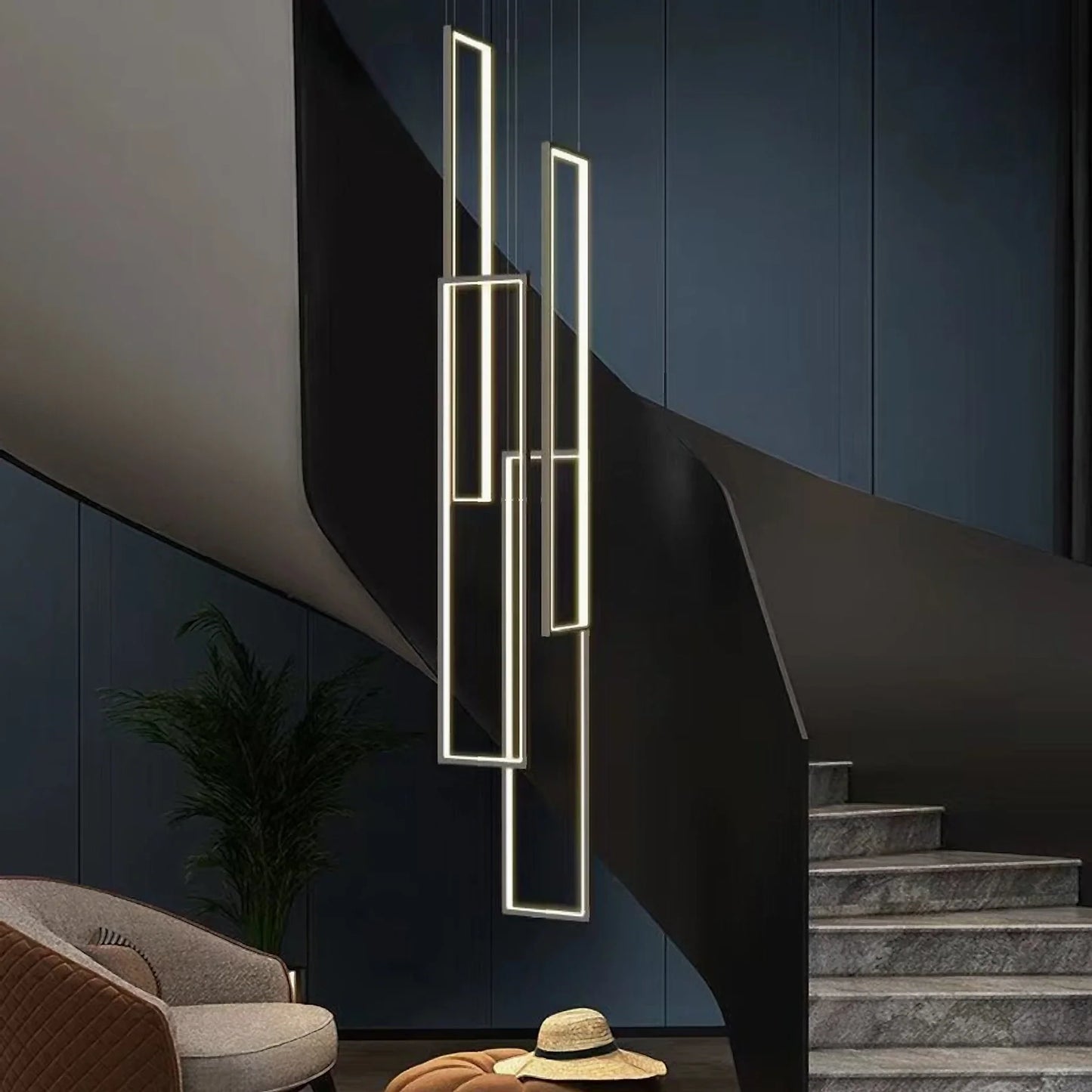Sage Rectangle Hanging LED Chandelier - Pendant Lights | Lucera Lighting