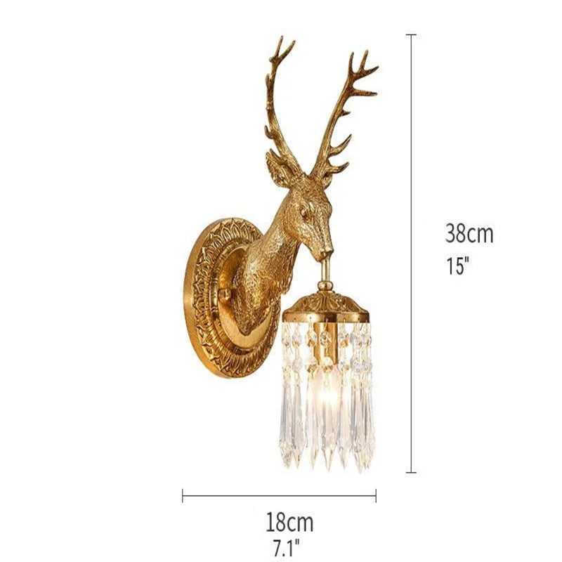 Capri Crystal Deer Head Wall Lamp - Wall Lights & Sconces | Lucera Lighting