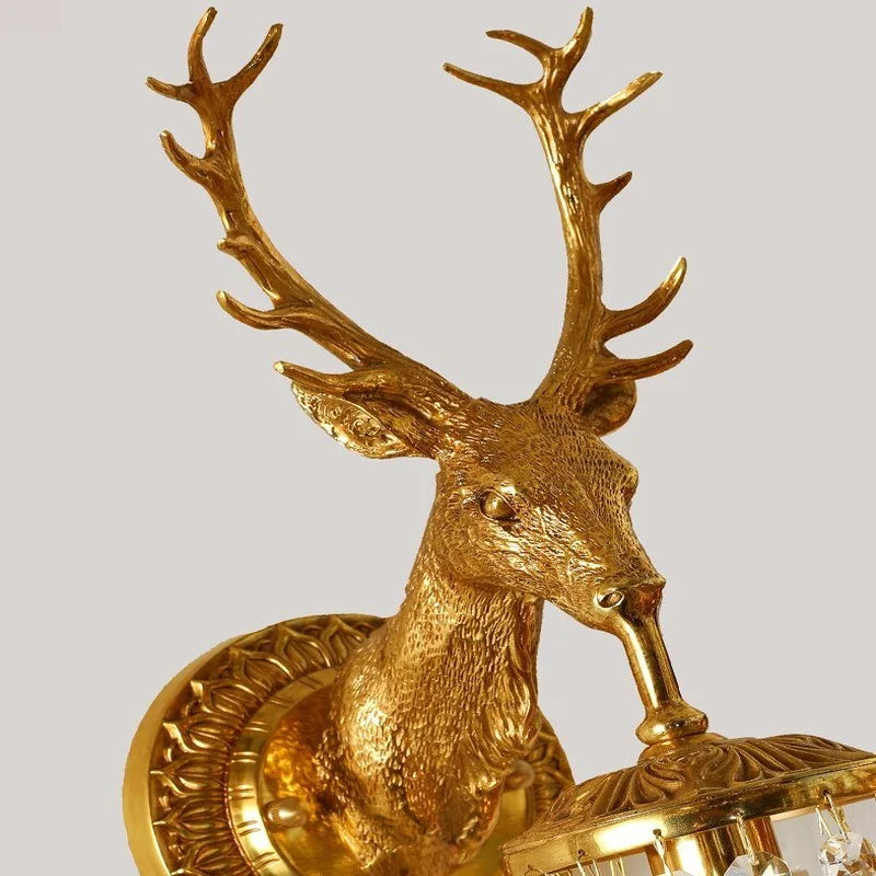 Capri Crystal Deer Head Wall Lamp - Wall Lights & Sconces | Lucera Lighting