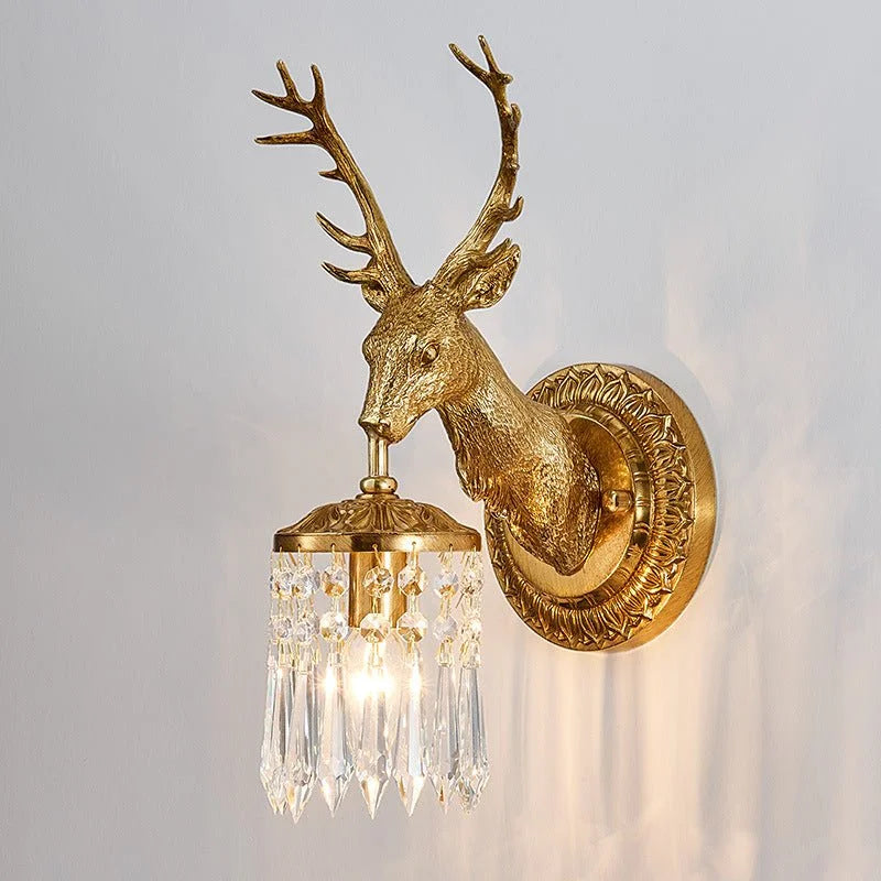 Capri Crystal Deer Head Wall Lamp - Wall Lights & Sconces | Lucera Lighting