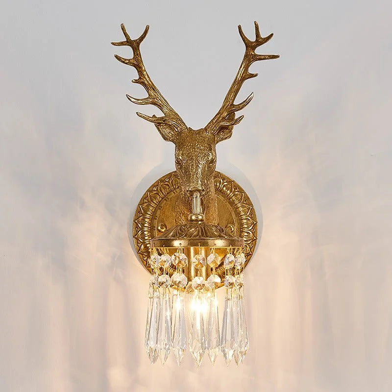 Capri Crystal Deer Head Wall Lamp - Wall Lights & Sconces | Lucera Lighting
