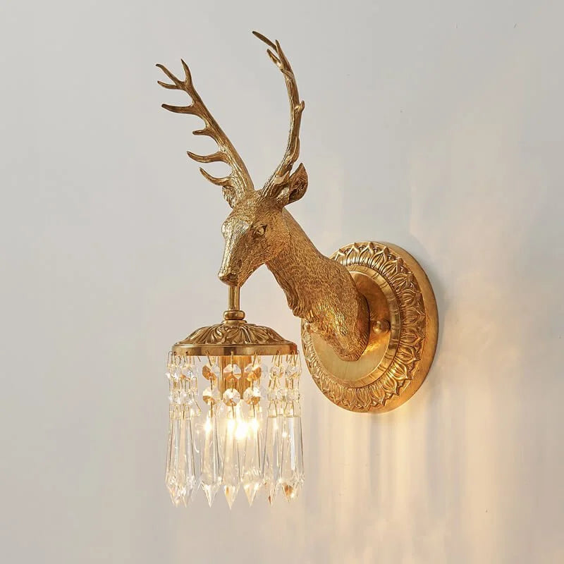 Capri Crystal Deer Head Wall Lamp - Wall Lights & Sconces | Lucera Lighting