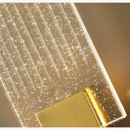 Slargando crystal sconce angled view highlighting layered crystal facets and slim profile