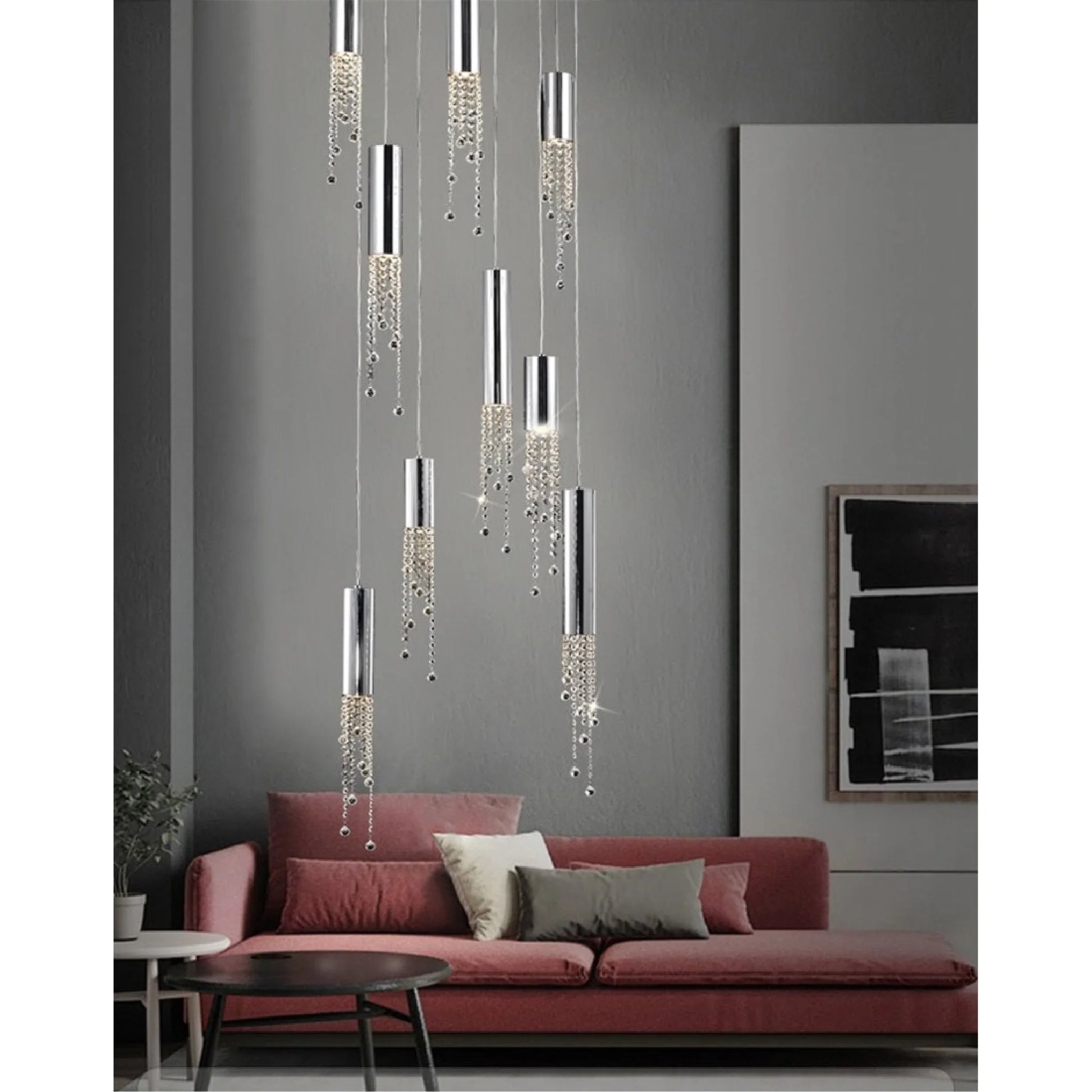 Basalt Hanging Crystal Light Fixture - Chandeliers | Lucera Lighting