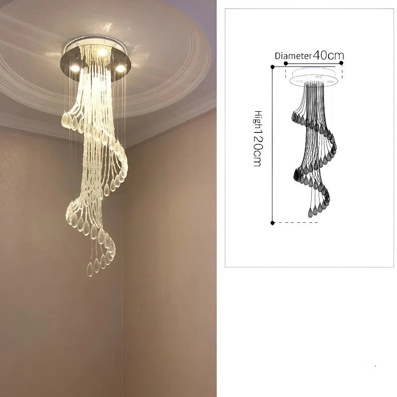 Hazel Spiral Crystal LED Chandelier - Chandeliers | Lucera Lighting