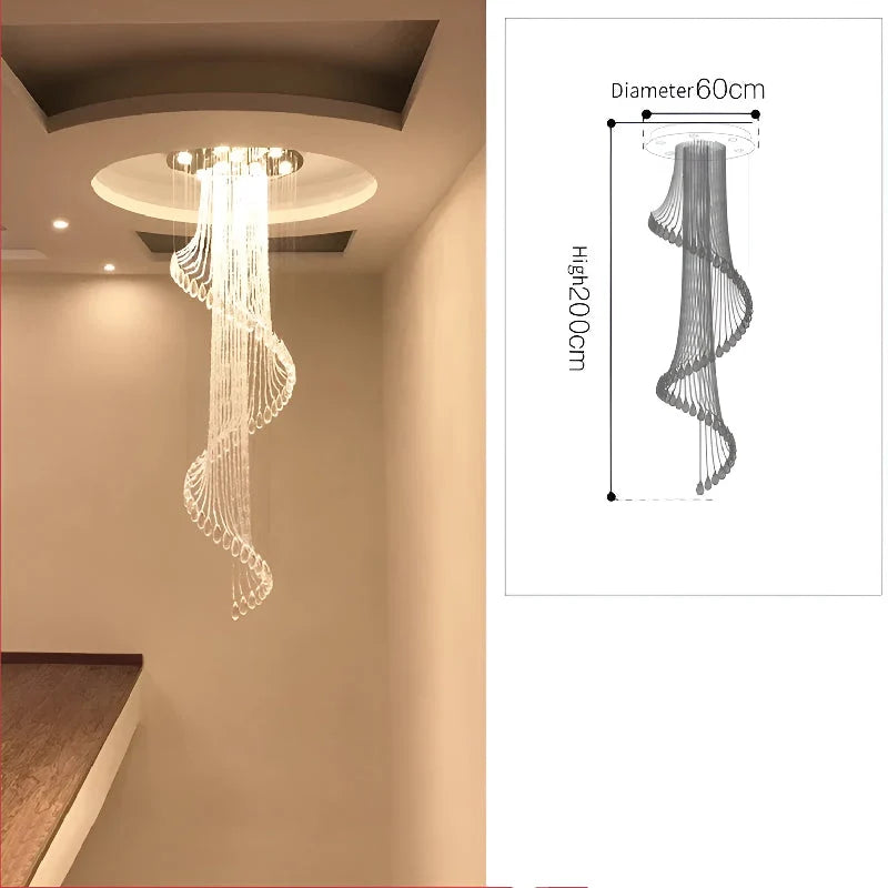 Hazel Spiral Crystal LED Chandelier - Chandeliers | Lucera Lighting
