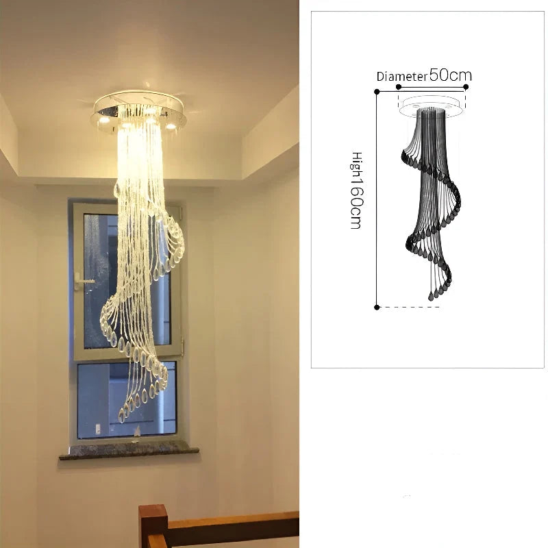 Hazel Spiral Crystal LED Chandelier - Chandeliers | Lucera Lighting