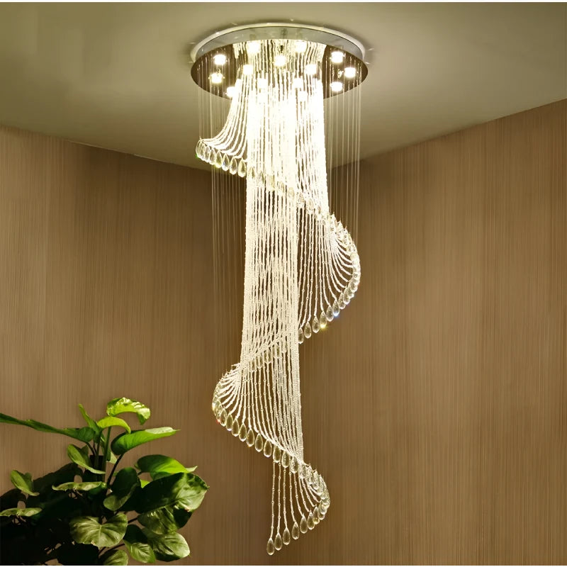 Hazel Spiral Crystal LED Chandelier - Chandeliers | Lucera Lighting