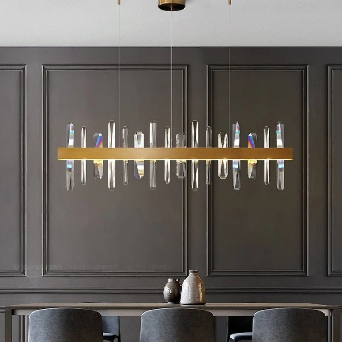 Alma Rectangle Gold Crystal Chandelier for Living Room - Chandeliers | Lucera Lighting