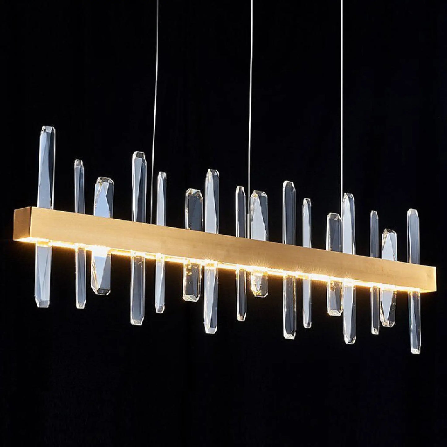 Alma Rectangle Gold Crystal Chandelier for Living Room - Chandeliers | Lucera Lighting