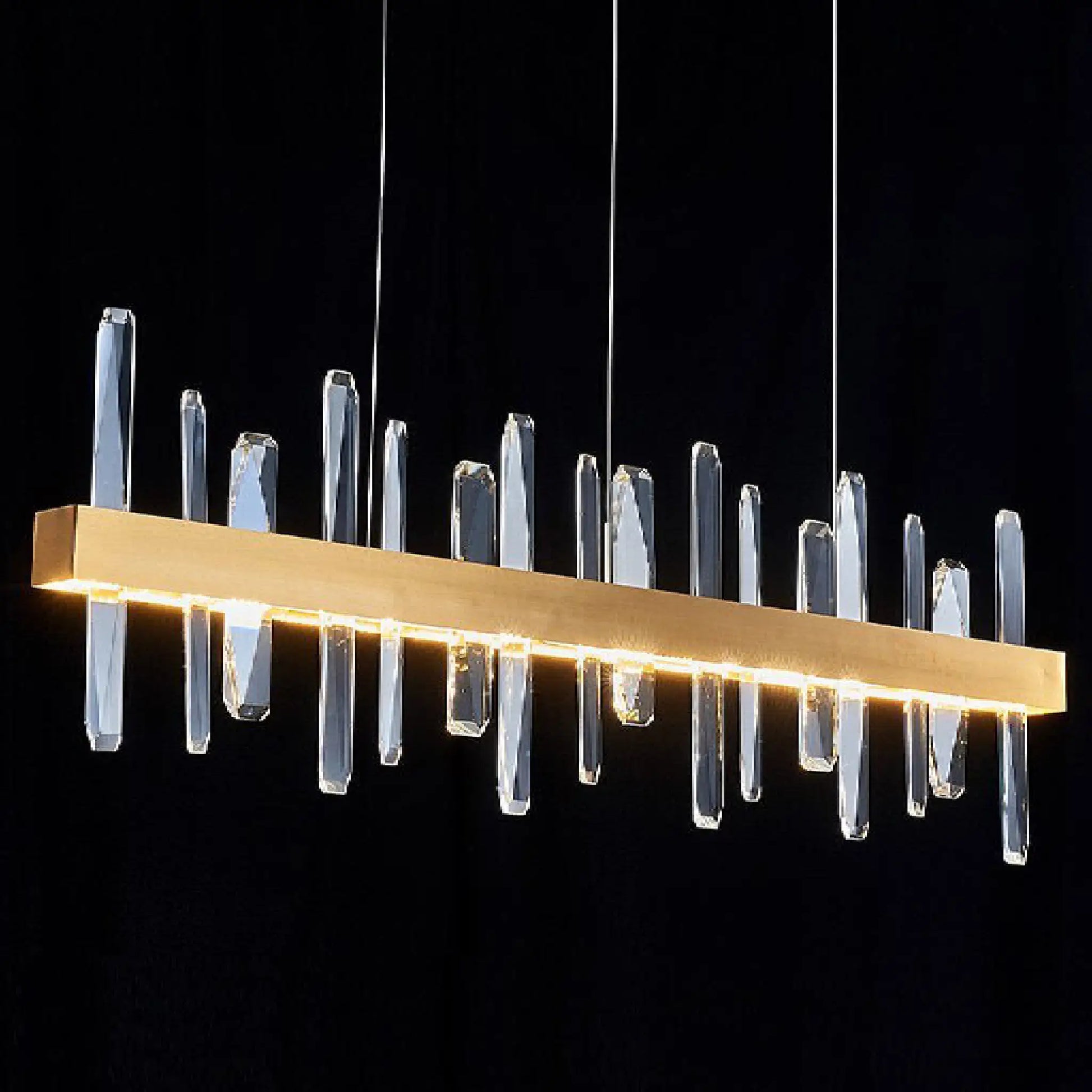Alma Rectangle Gold Crystal Chandelier for Living Room - Chandeliers | Lucera Lighting