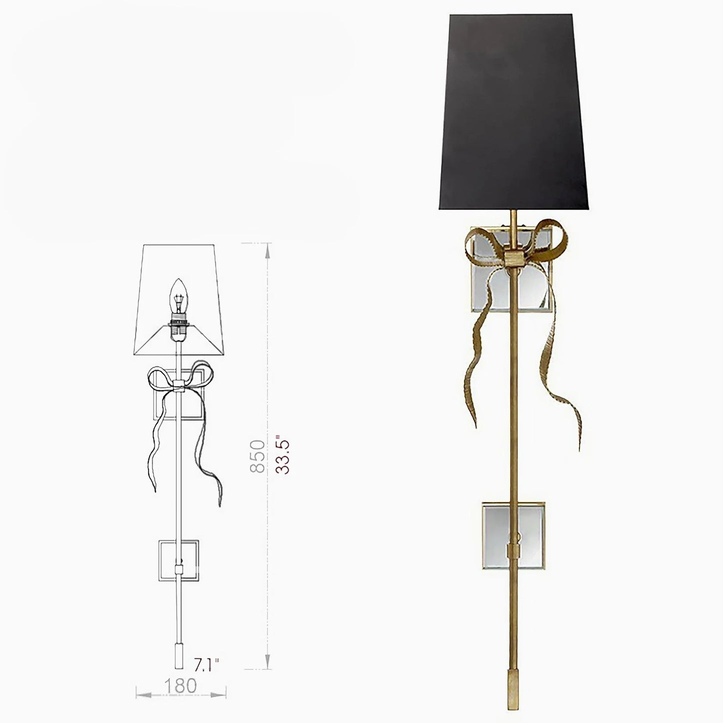 Unis LED Copper Wall Light with Fabric Shade - Wall Lights & Sconces | Lucera Lighting
