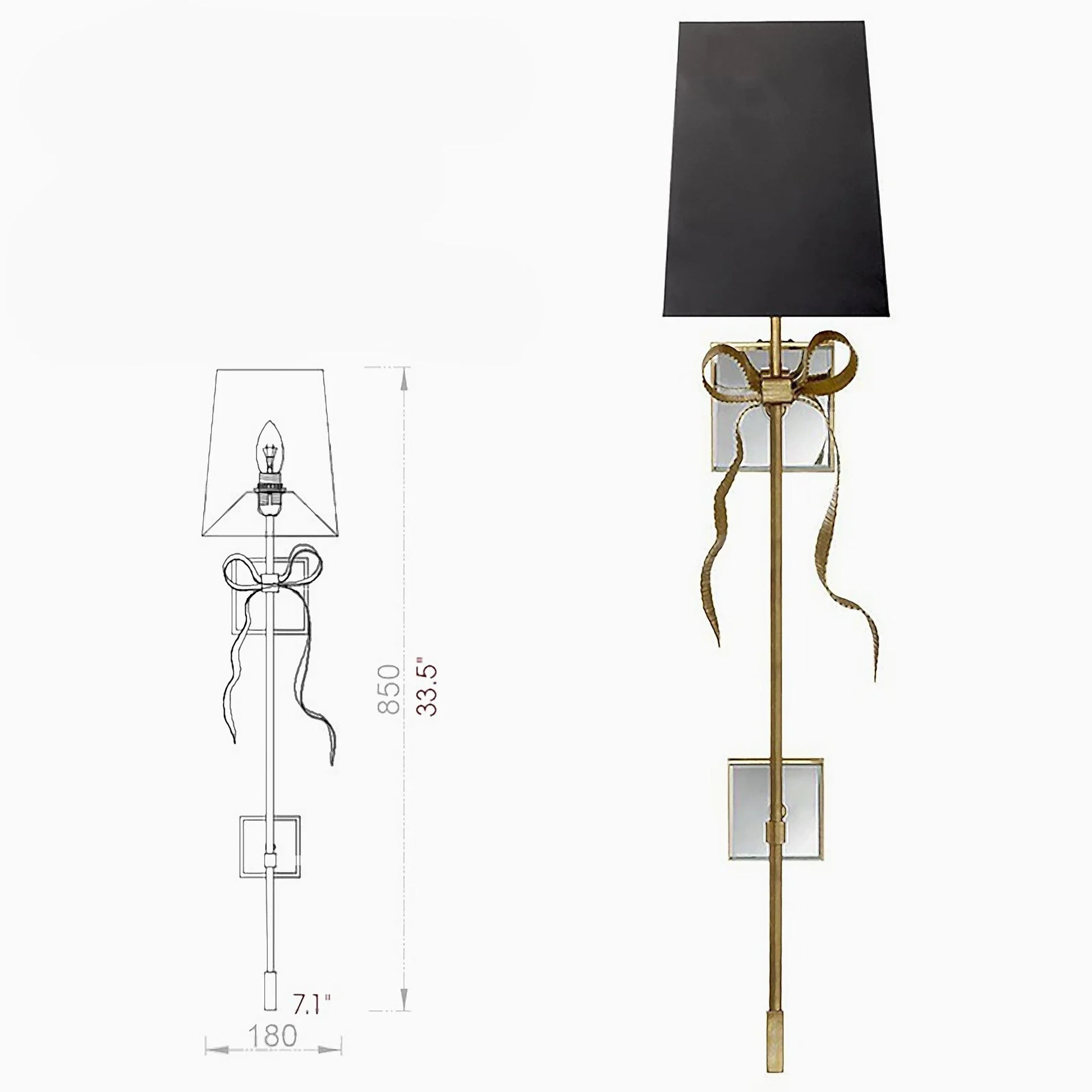 Unis LED Copper Wall Light with Fabric Shade - Wall Lights & Sconces | Lucera Lighting