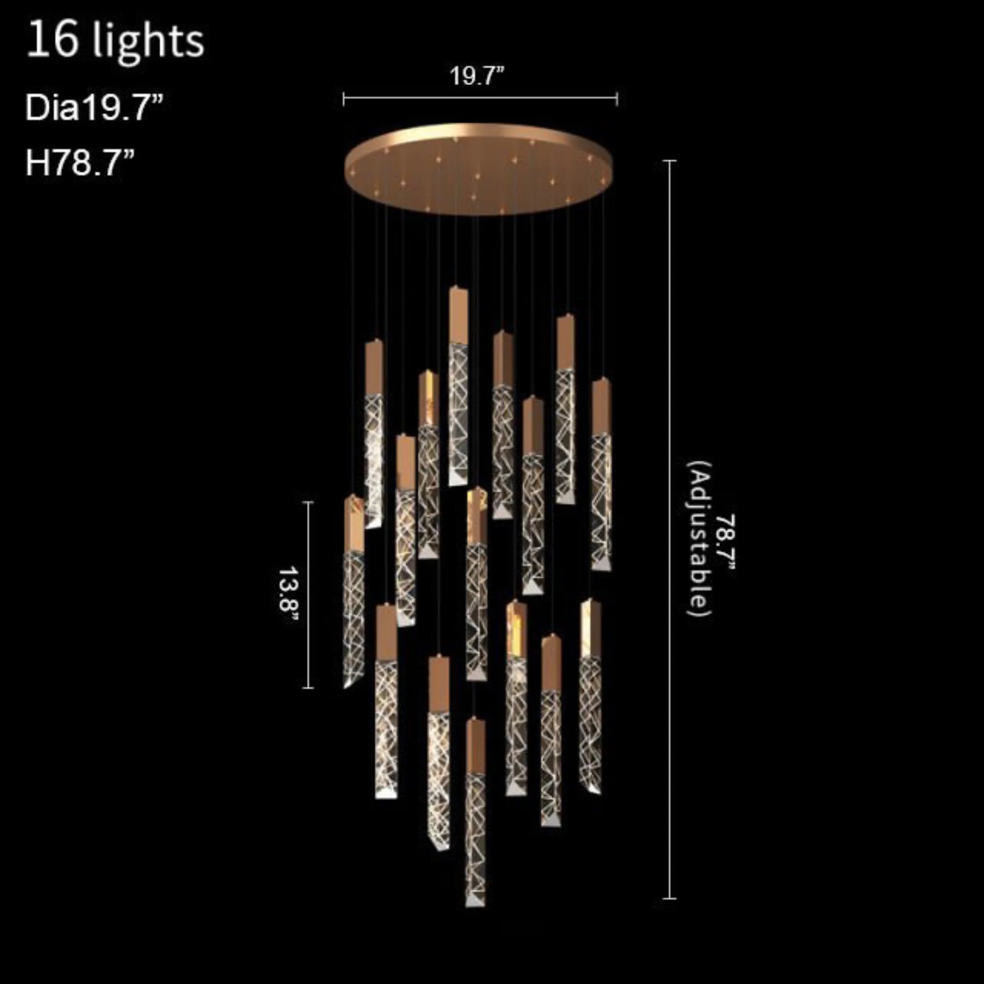 Quartz Long Staircase Crystal Chandelier - Pendant Lights | Lucera Lighting