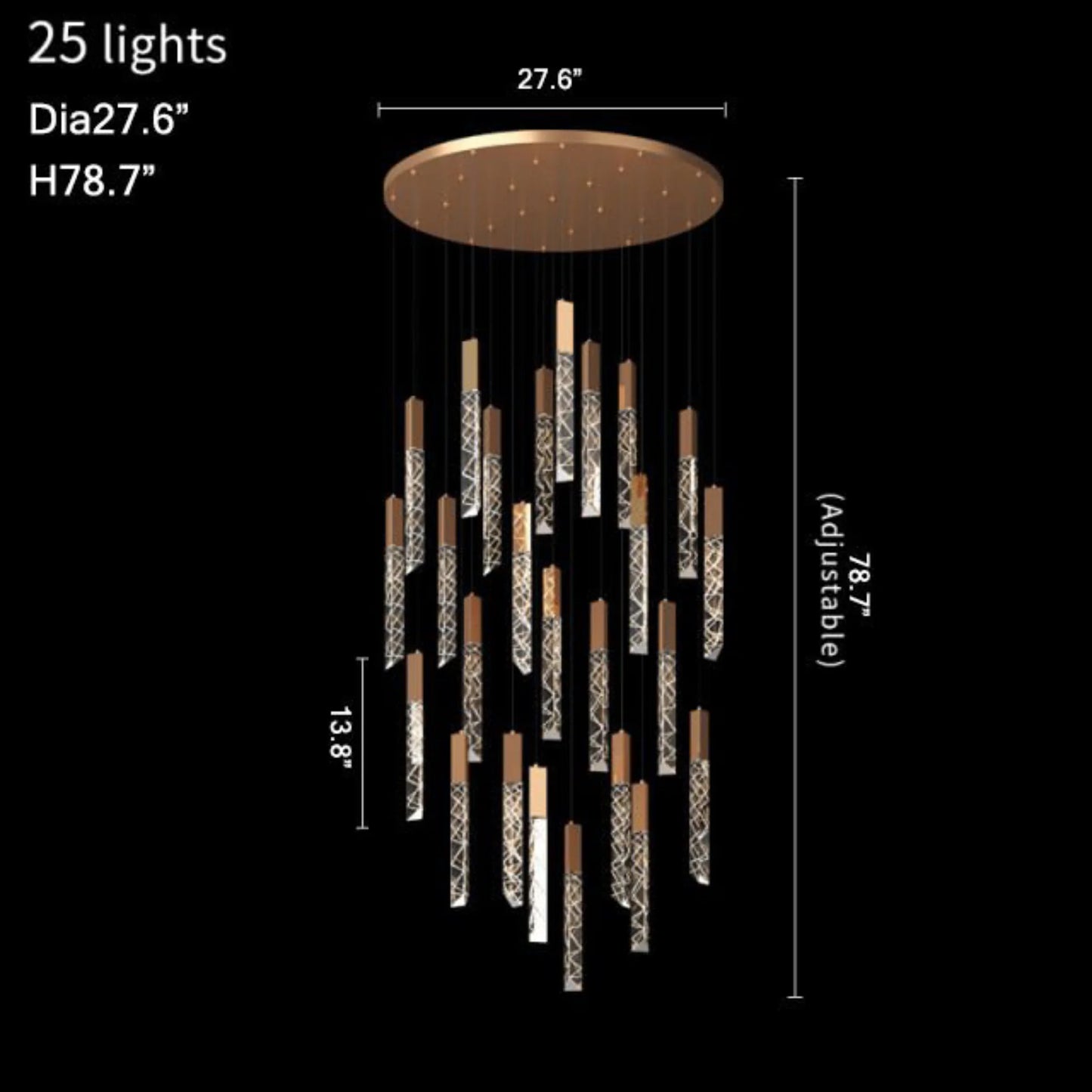 Quartz Long Staircase Crystal Chandelier - Pendant Lights | Lucera Lighting