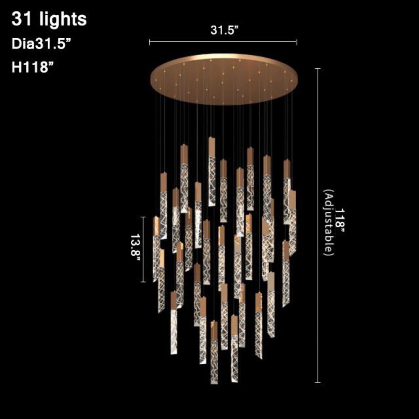 Quartz Long Staircase Crystal Chandelier - Pendant Lights | Lucera Lighting