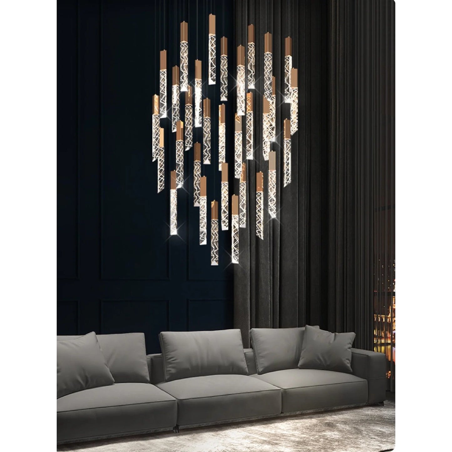 Quartz Long Staircase Crystal Chandelier - Pendant Lights | Lucera Lighting