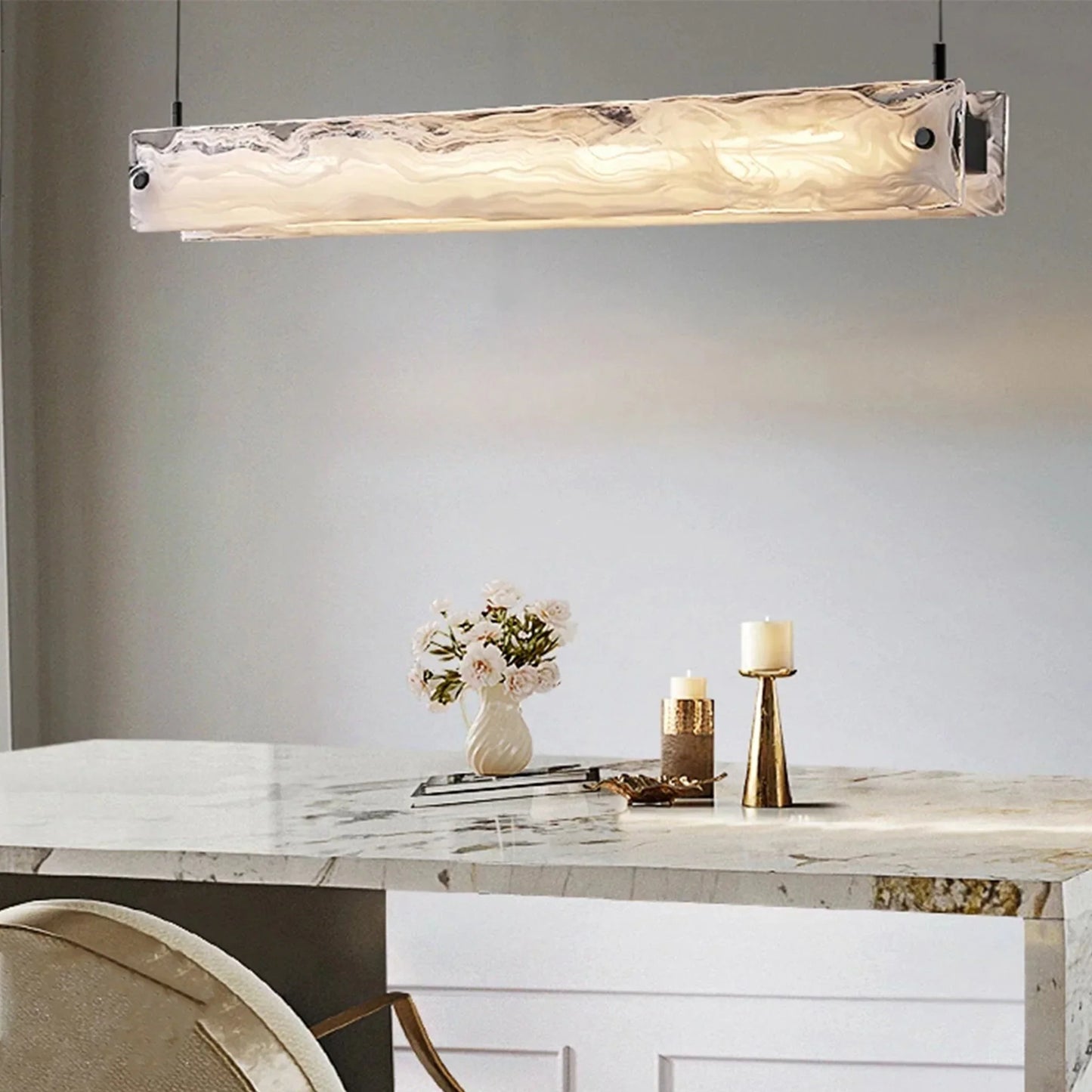 Lapis Modern Rectangle Chandelier for Kitchen Island - Pendant Lights | Lucera Lighting