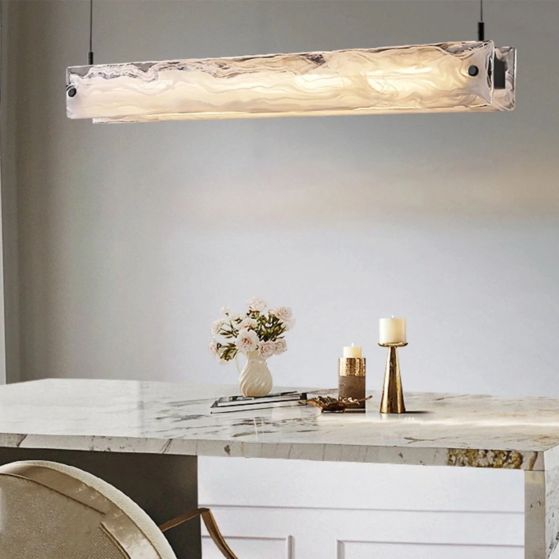 Lapis Modern Rectangle Chandelier for Kitchen Island - Pendant Lights | Lucera Lighting