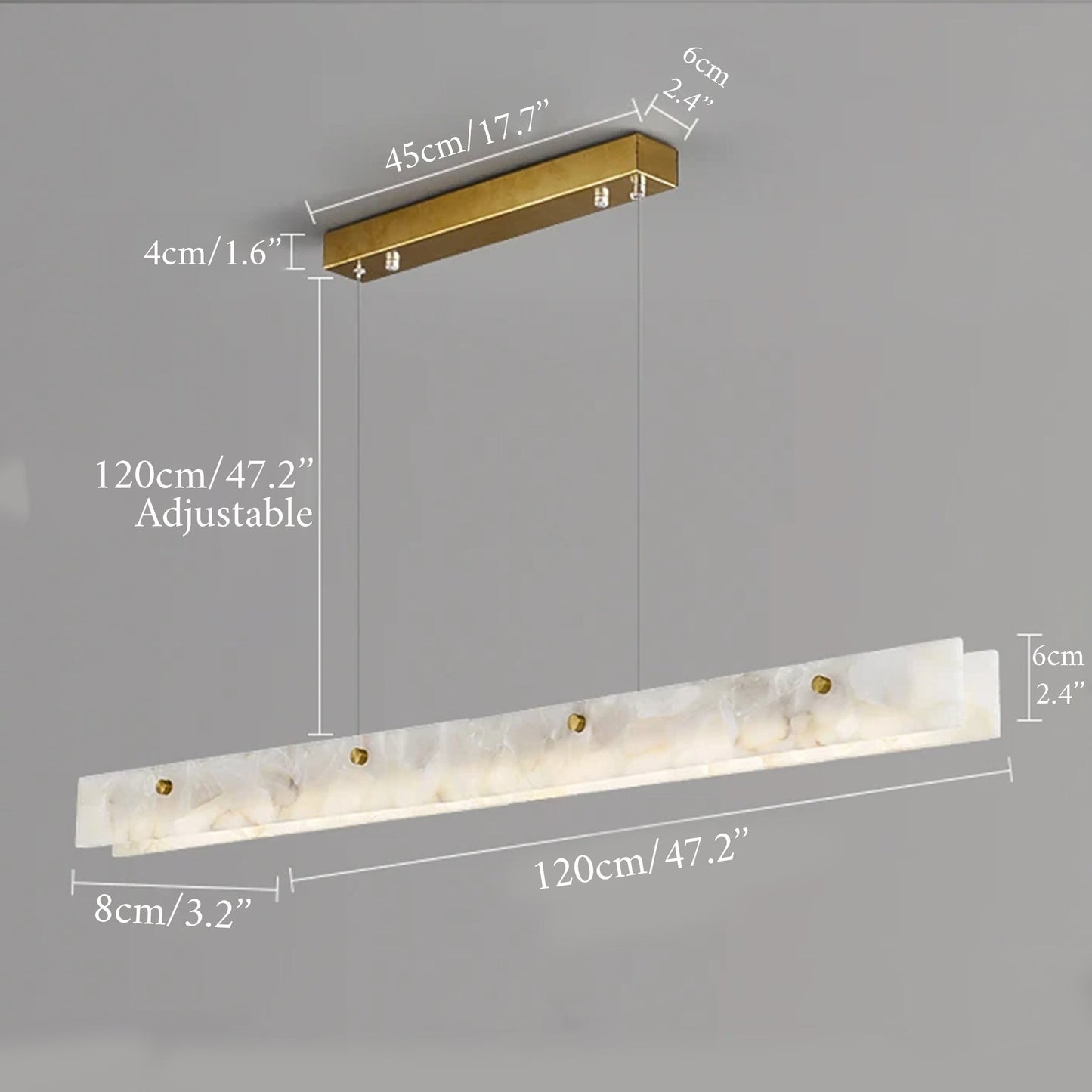 Incarnadine Lux Modern Marble Rectangle Chandelier - Pendant Lights | Lucera Lighting