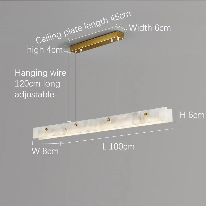 Incarnadine Lux Modern Marble Rectangle Chandelier - Pendant Lights | Lucera Lighting