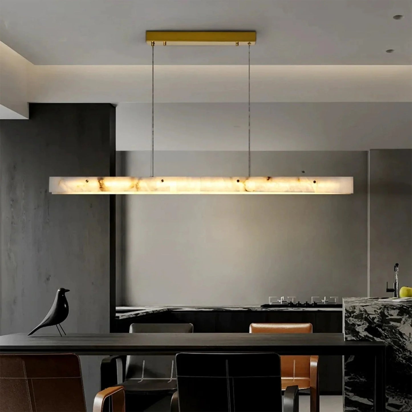 Incarnadine Lux Modern Marble Rectangle Chandelier - Pendant Lights | Lucera Lighting