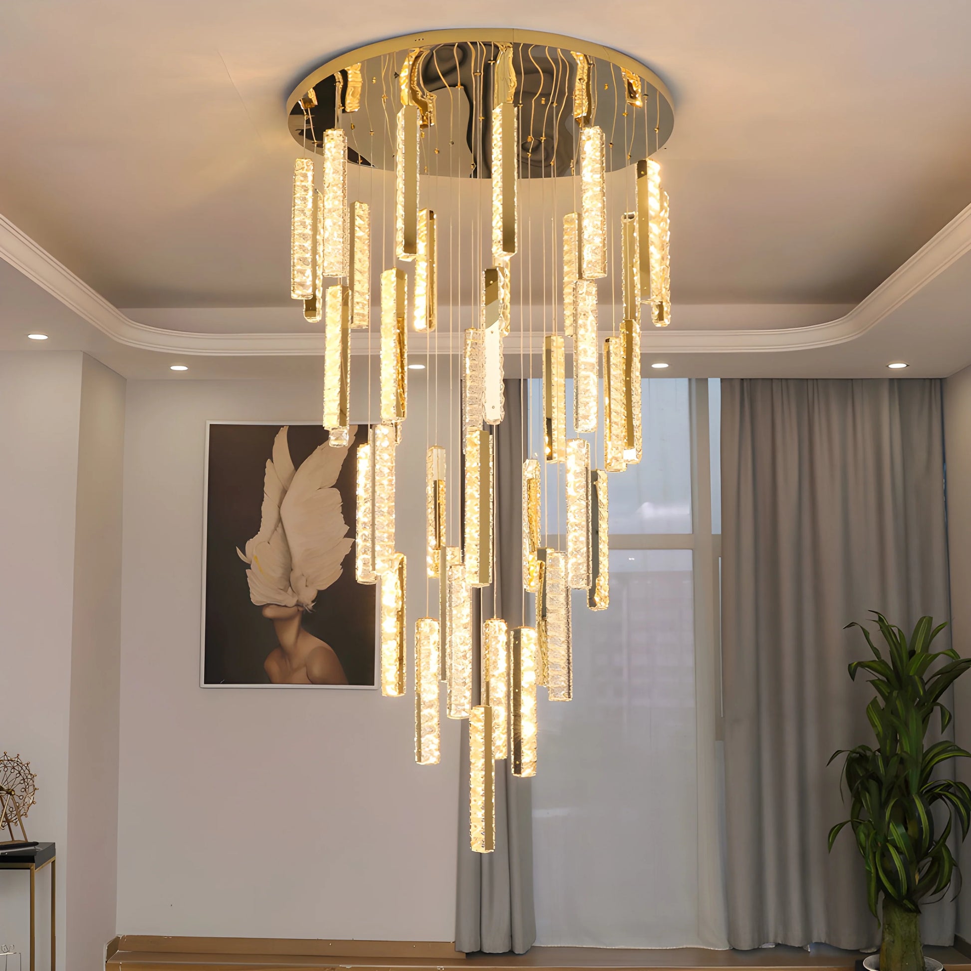 Rast Gold LED Crystal Chandelier - Chandeliers | Lucera Lighting