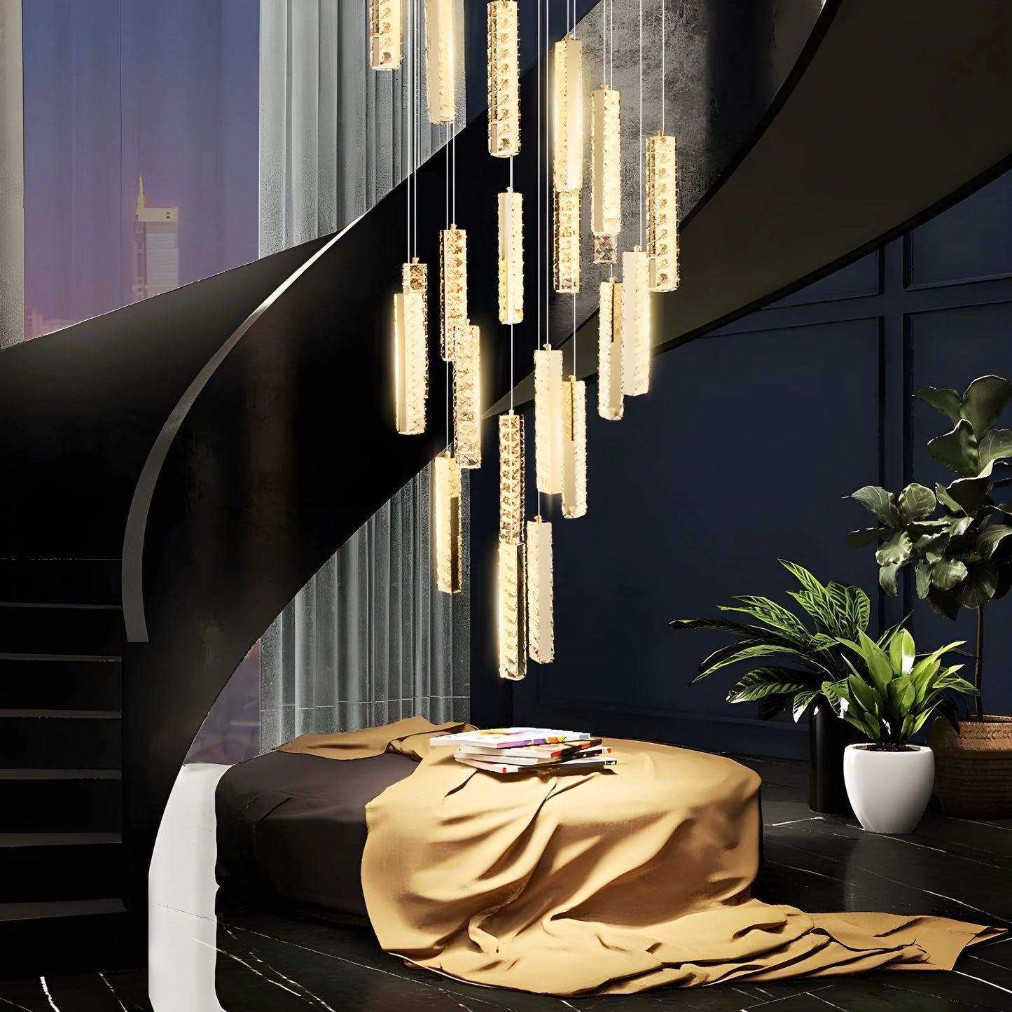 Rast Gold LED Crystal Chandelier - Chandeliers | Lucera Lighting