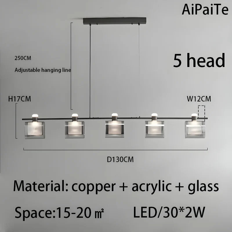 Glaucous Glass Cube Chandelier - Pendant Lights | Lucera Lighting