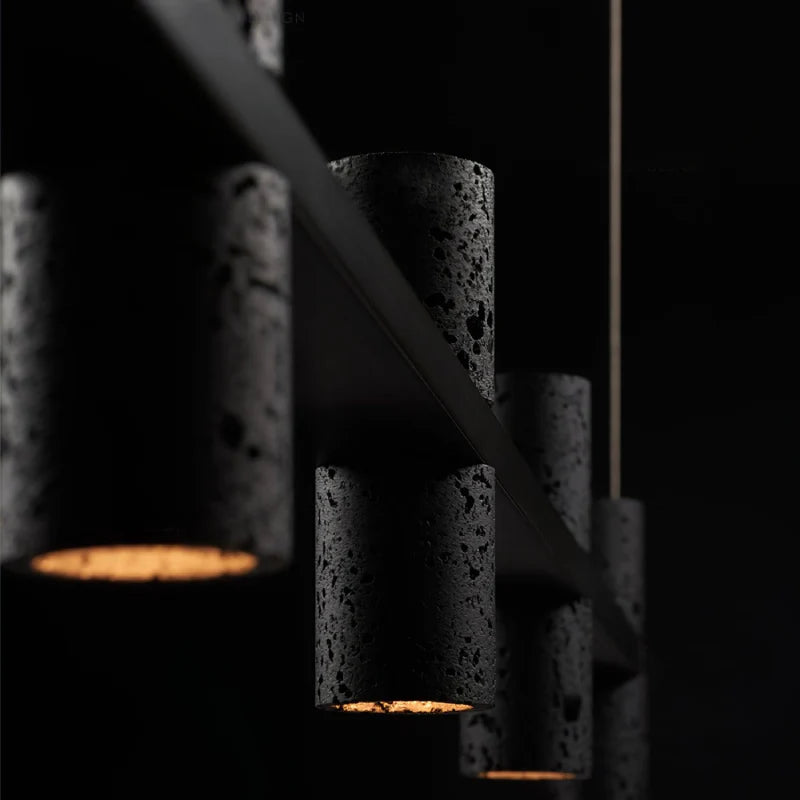 Feldgrau Minimalist Black Copper Stone Chandelier - Pendant Lights | Lucera Lighting