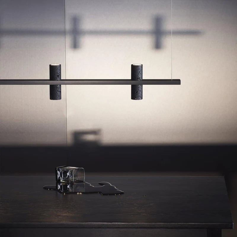 Feldgrau Minimalist Black Copper Stone Chandelier - Pendant Lights | Lucera Lighting