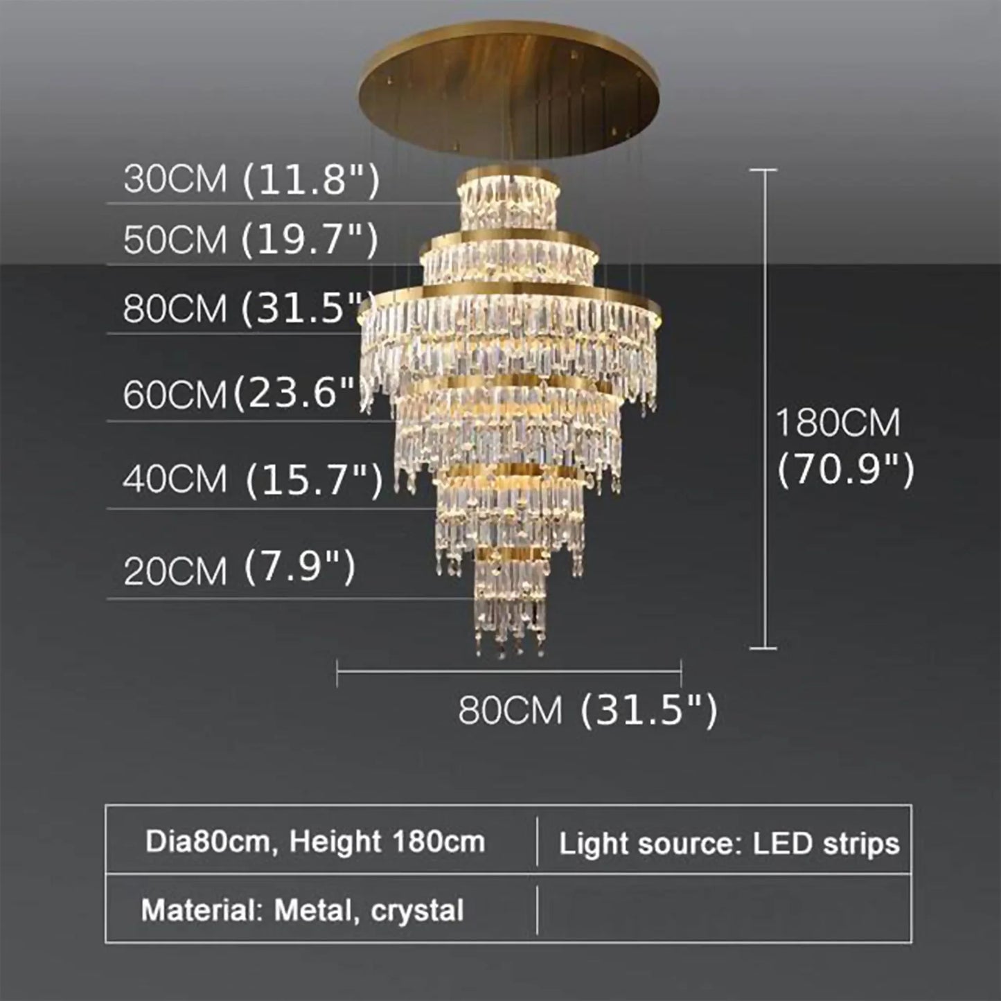 Basil Gold Ring Large Crystal Chandelier - Chandeliers | Lucera Lighting
