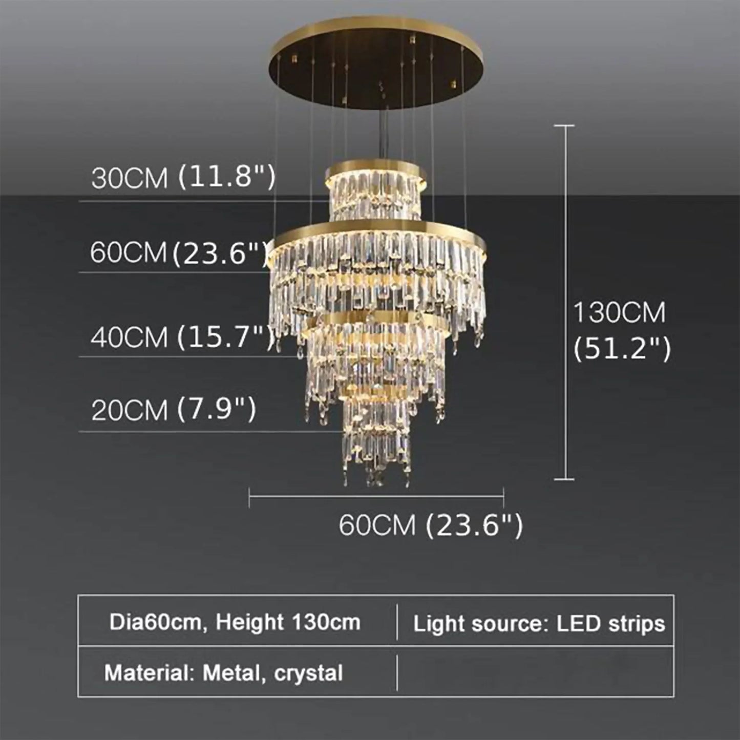 Basil Gold Ring Large Crystal Chandelier - Chandeliers | Lucera Lighting