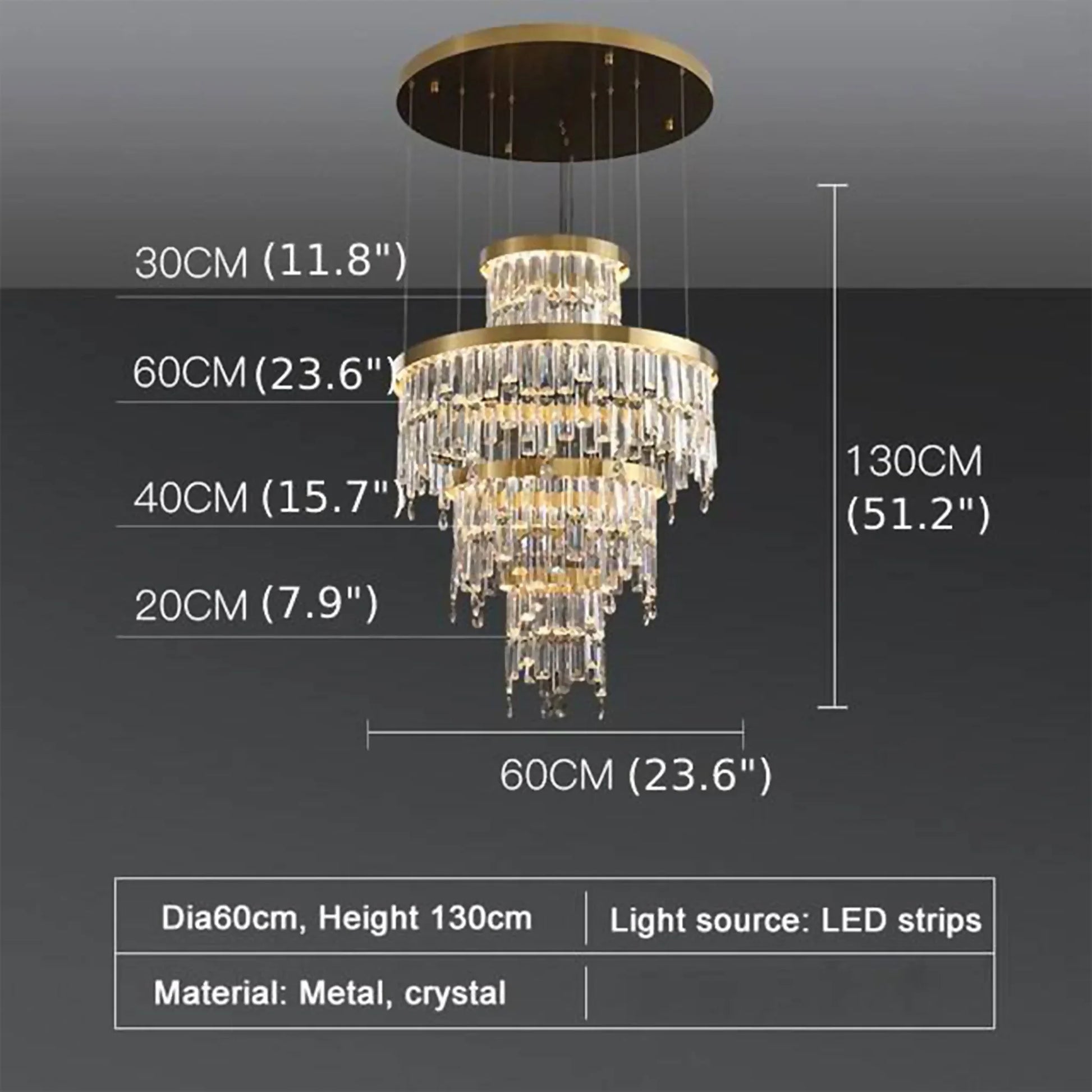 Basil Gold Ring Large Crystal Chandelier - Chandeliers | Lucera Lighting