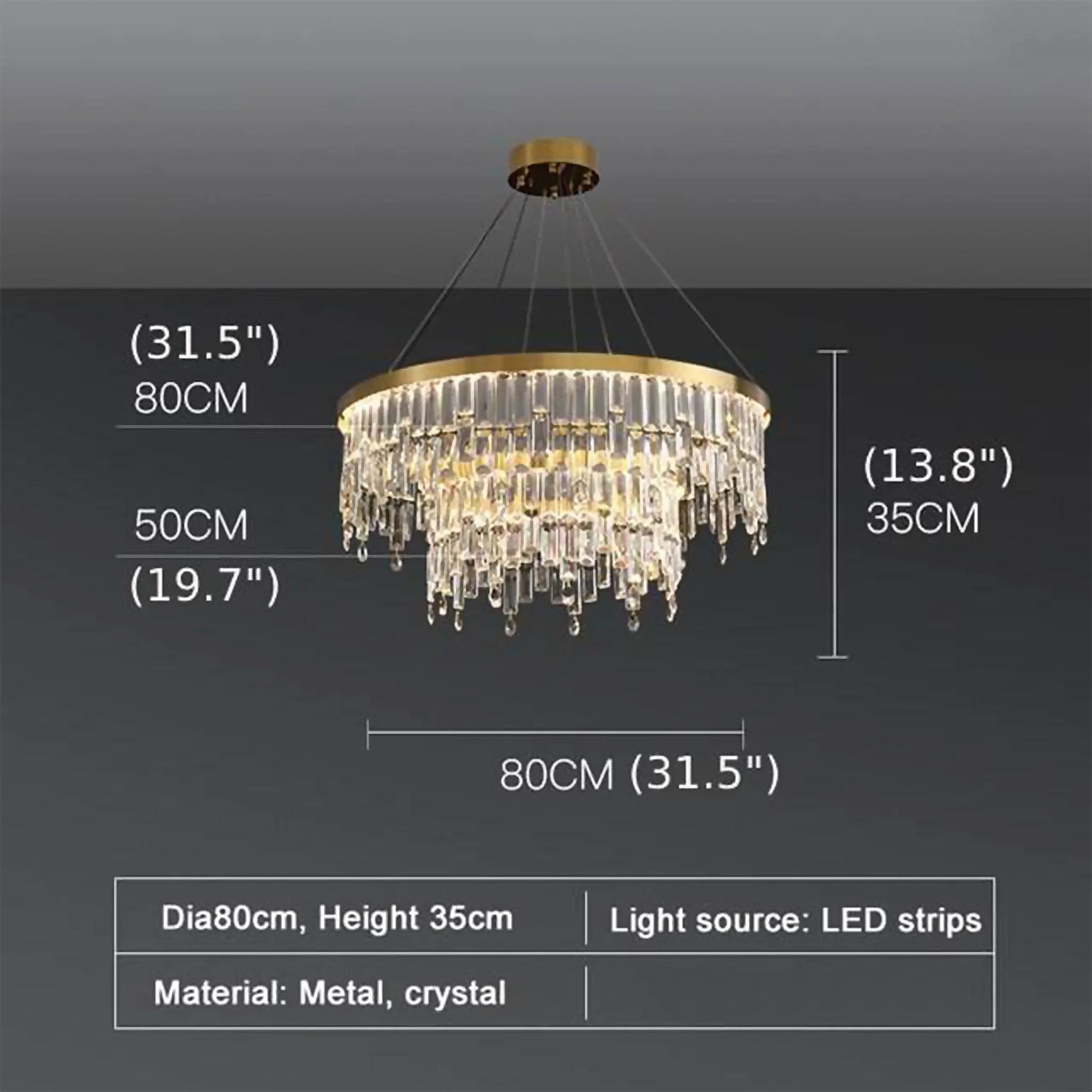 Basil Gold Ring Large Crystal Chandelier - Chandeliers | Lucera Lighting