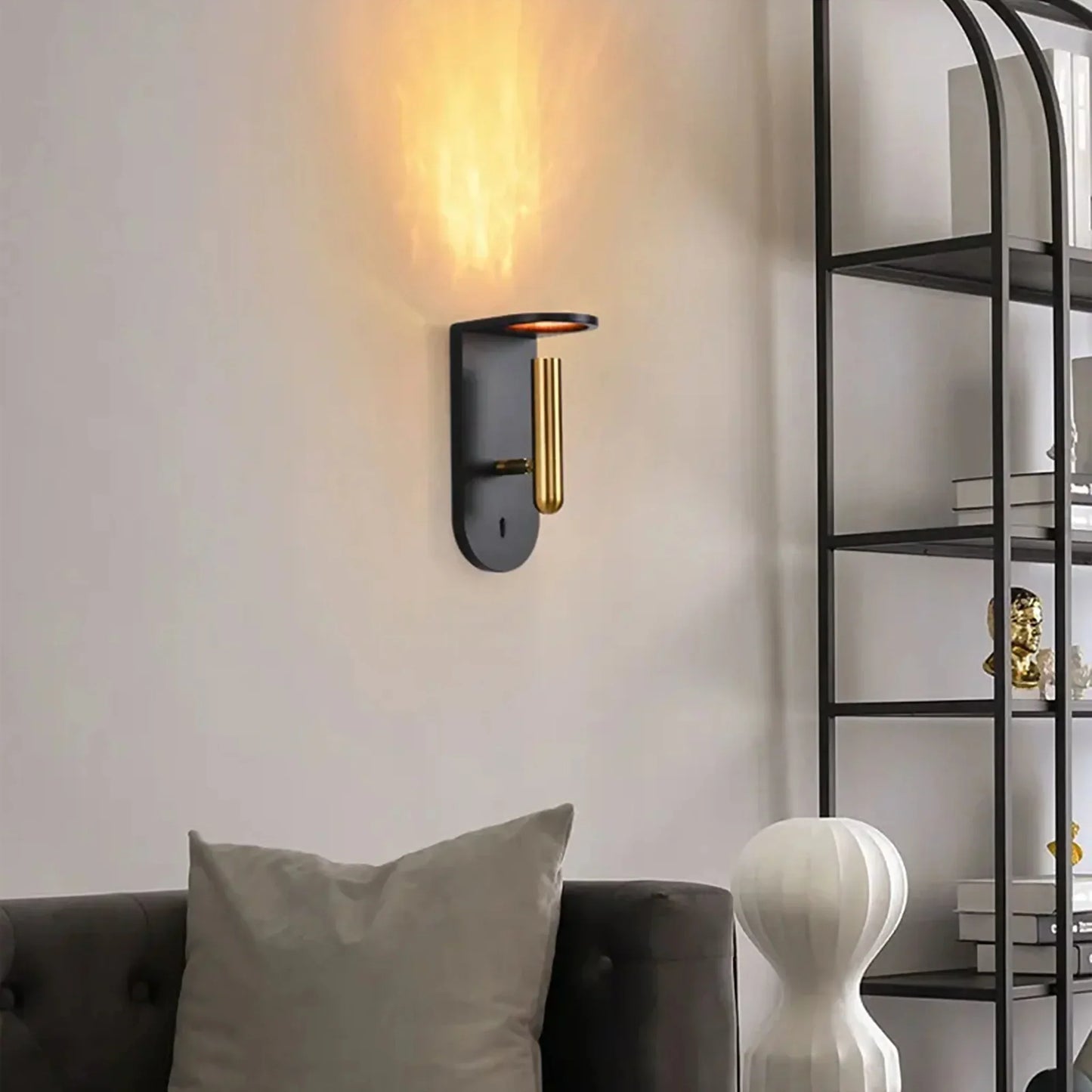 Fuoco Modern Black and Gold Wall Sconce - Wall Lights & Sconces | Lucera Lighting