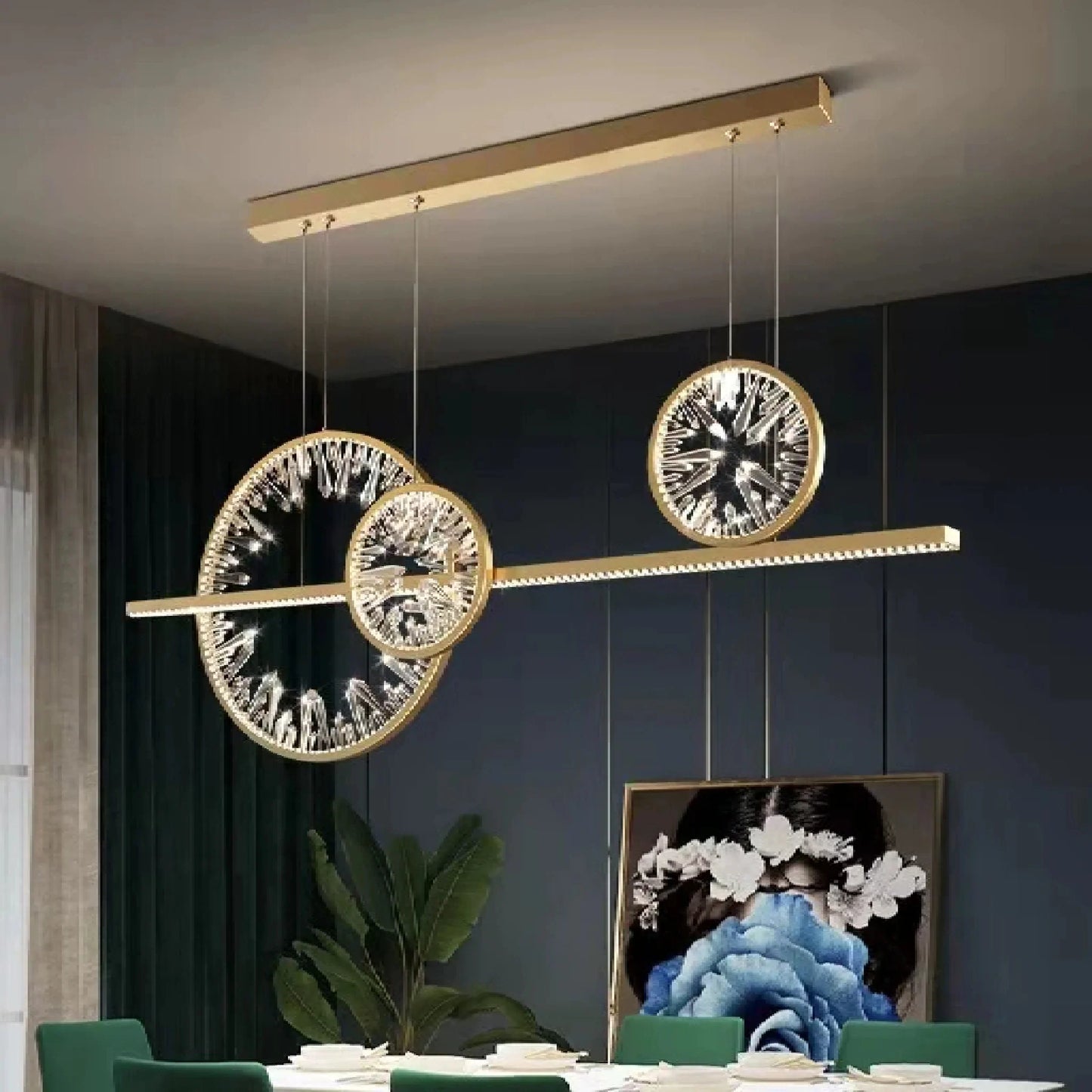 Amore Broken Glass Design Crystal Rings Hanging LED Art Cha - Pendant Lights | Lucera Lighting