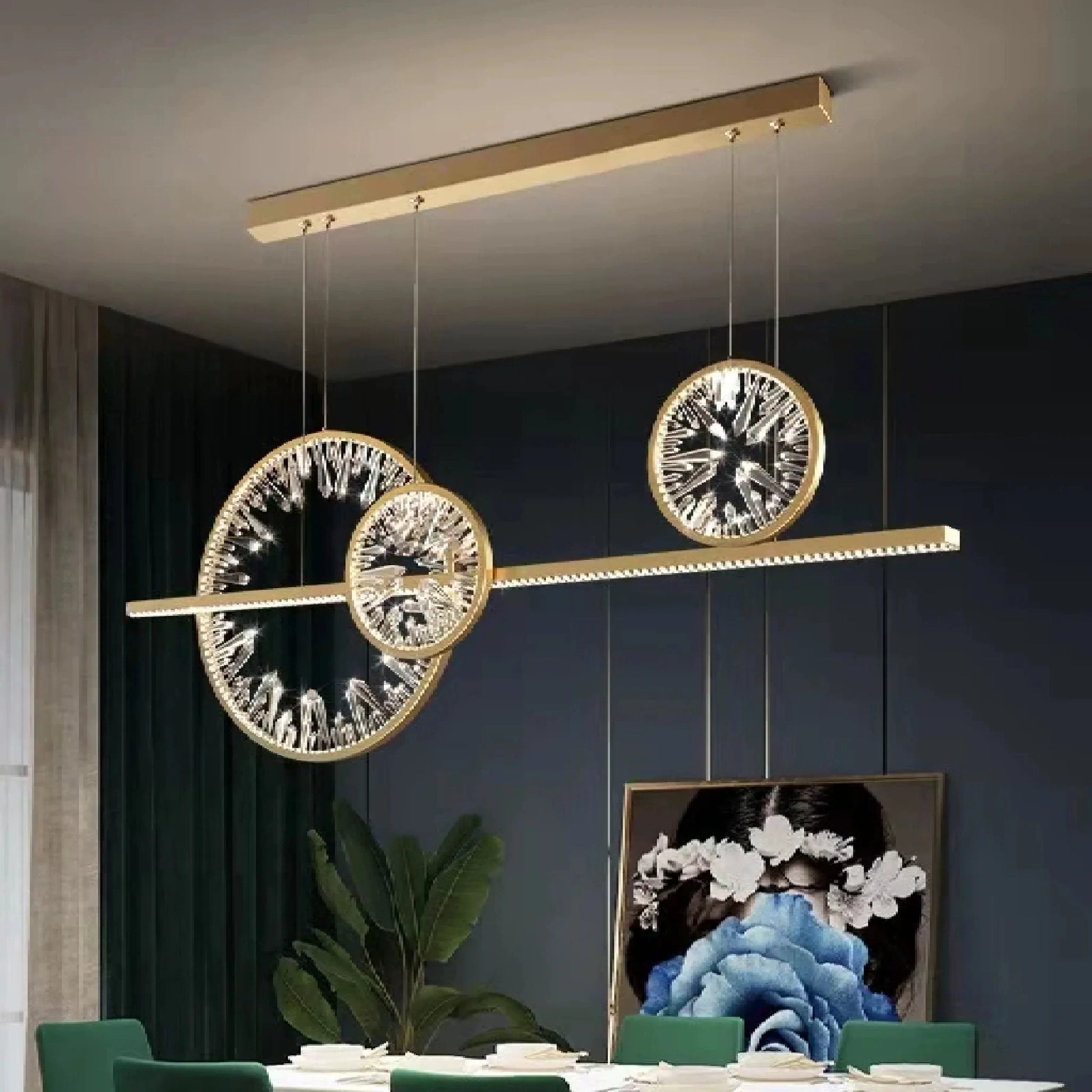 Amore Broken Glass Design Crystal Rings Hanging LED Art Cha - Pendant Lights | Lucera Lighting