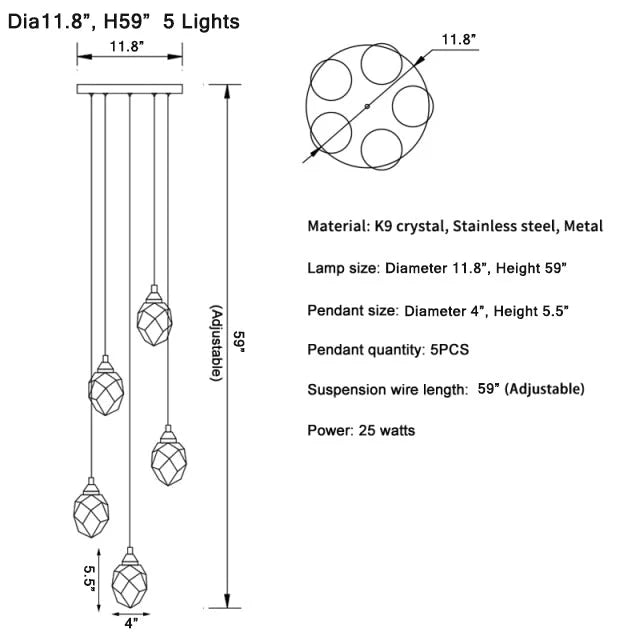 Weld Tremezzo Diamond Crystal Chandelier - Chandeliers | Lucera Lighting