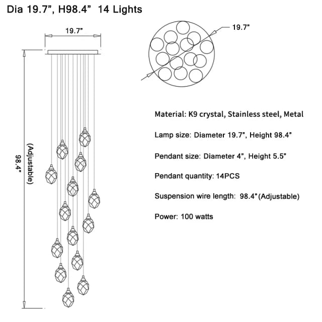Weld Tremezzo Diamond Crystal Chandelier - Chandeliers | Lucera Lighting