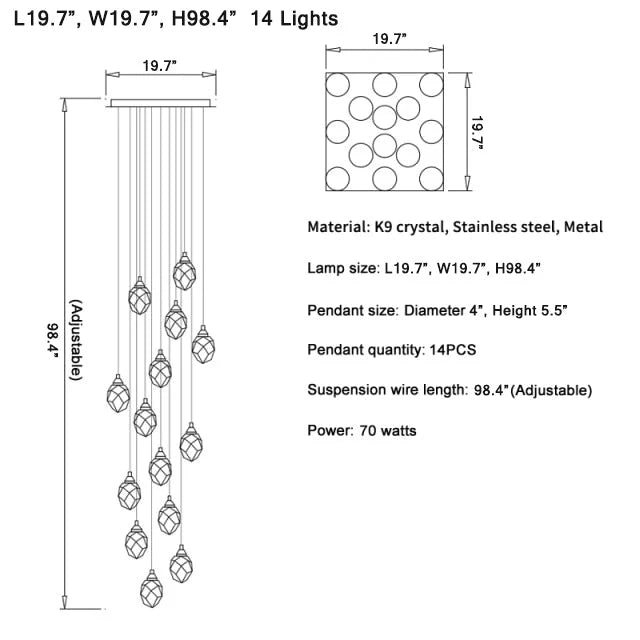 Weld Tremezzo Diamond Crystal Chandelier - Chandeliers | Lucera Lighting