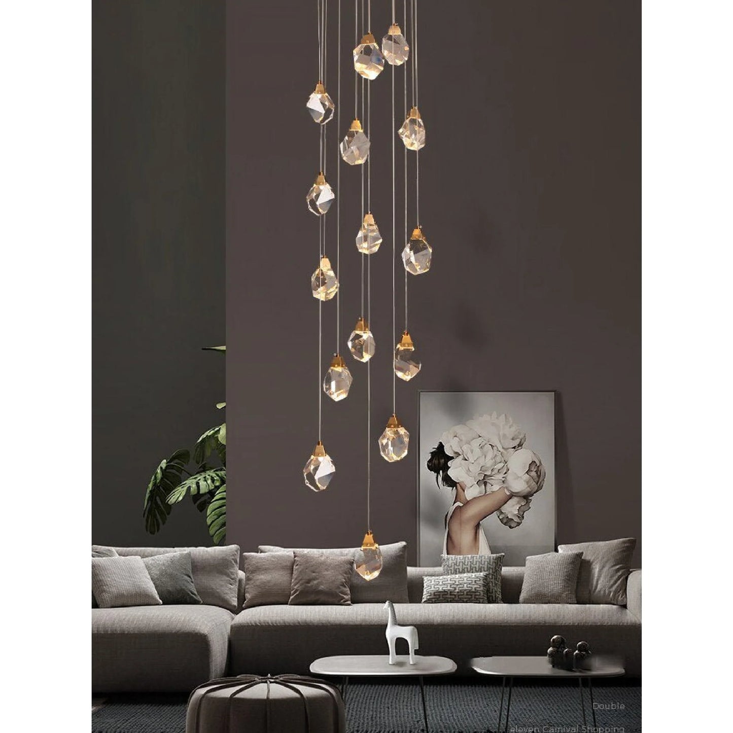 Weld Tremezzo Diamond Crystal Chandelier - Chandeliers | Lucera Lighting