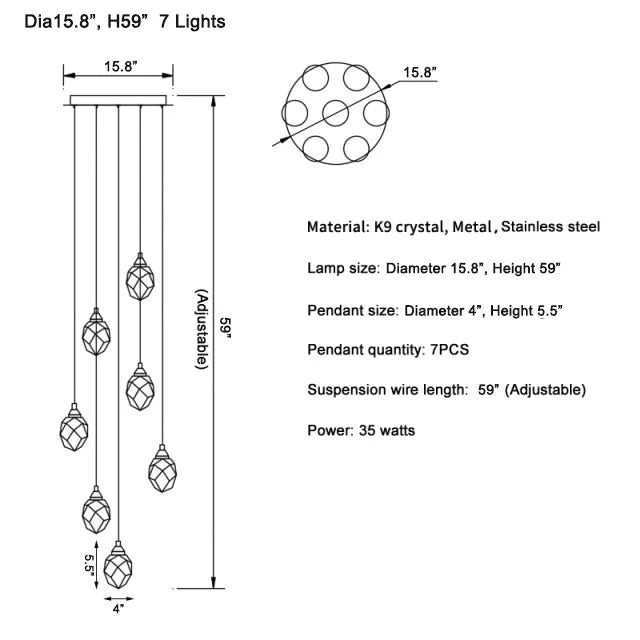 Weld Tremezzo Diamond Crystal Chandelier - Chandeliers | Lucera Lighting