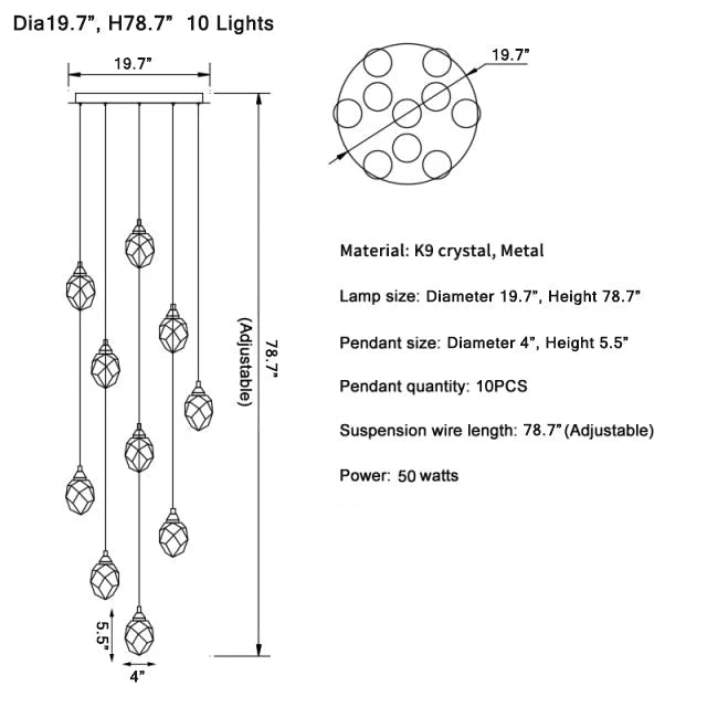 Weld Tremezzo Diamond Crystal Chandelier - Chandeliers | Lucera Lighting