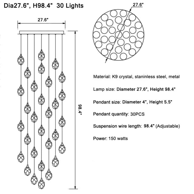 Weld Tremezzo Diamond Crystal Chandelier - Chandeliers | Lucera Lighting