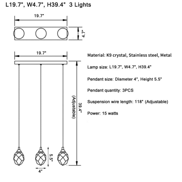 Weld Tremezzo Diamond Crystal Chandelier - Chandeliers | Lucera Lighting