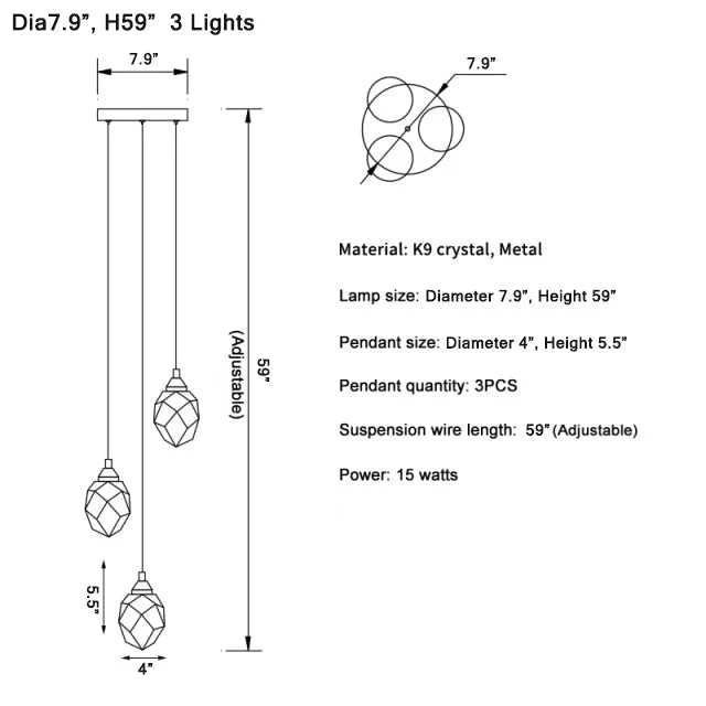 Weld Tremezzo Diamond Crystal Chandelier - Chandeliers | Lucera Lighting
